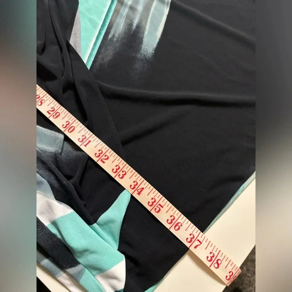 Calvin Klein Sleeveless Green Black Soft Stretch  Faux Wrap Sheath Dress Small - Picture 4 of 6